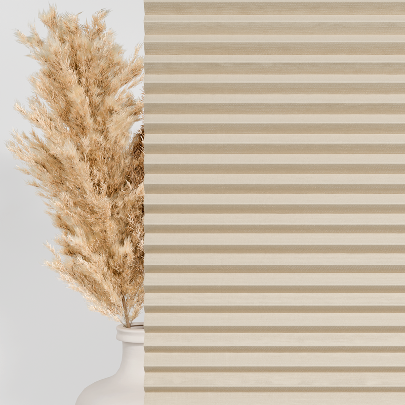 Transparenzbild 0% Stoffmuster Plissee - Sichtschutz und Abdunkelung Beige